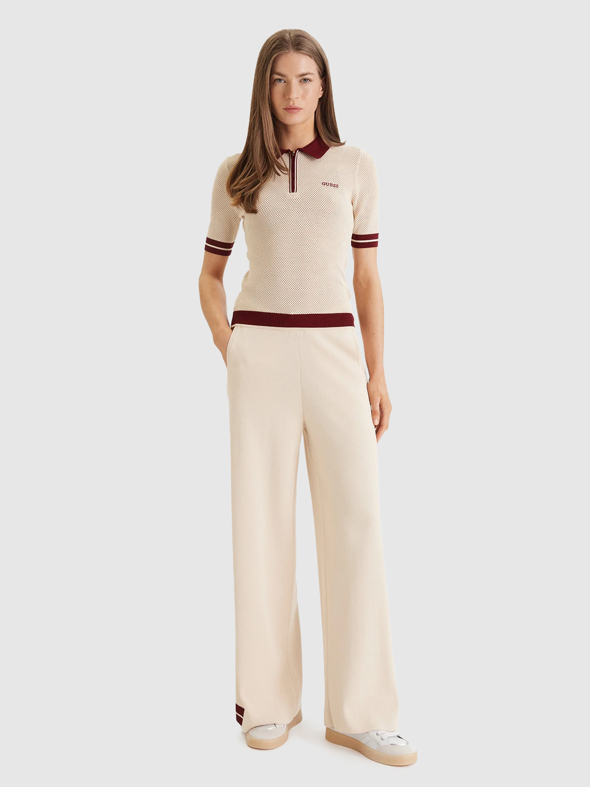 Polo Guess Mulher Gabry Ss Cropped Polo Swtr