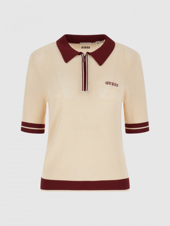 Polo Guess Mulher Gabry Ss Cropped Polo Swtr