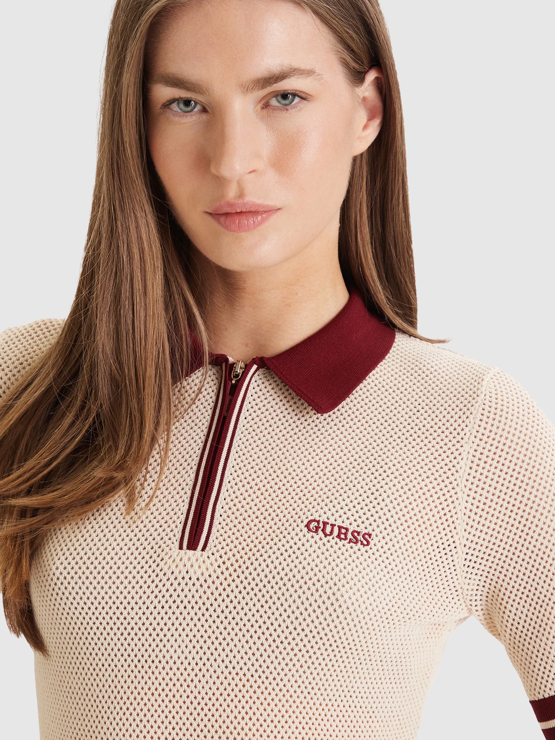 Polo Guess Mulher Gabry Ss Cropped Polo Swtr