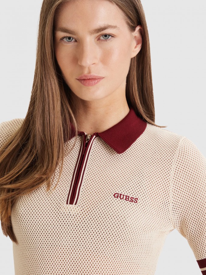 Polo Guess Mulher Gabry Ss Cropped Polo Swtr
