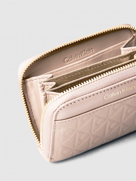 Carteira Calvin Klein Mulher Emblem Aop Embossed Zip Around