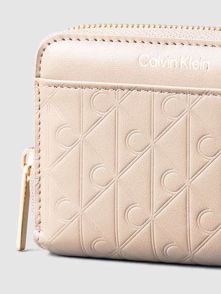 Carteira Calvin Klein Mulher Emblem Aop Embossed Zip Around