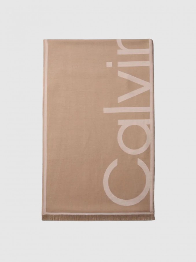 Cachecol Calvin Klein Mulher Oversized Logo Lw Jacquard Stole