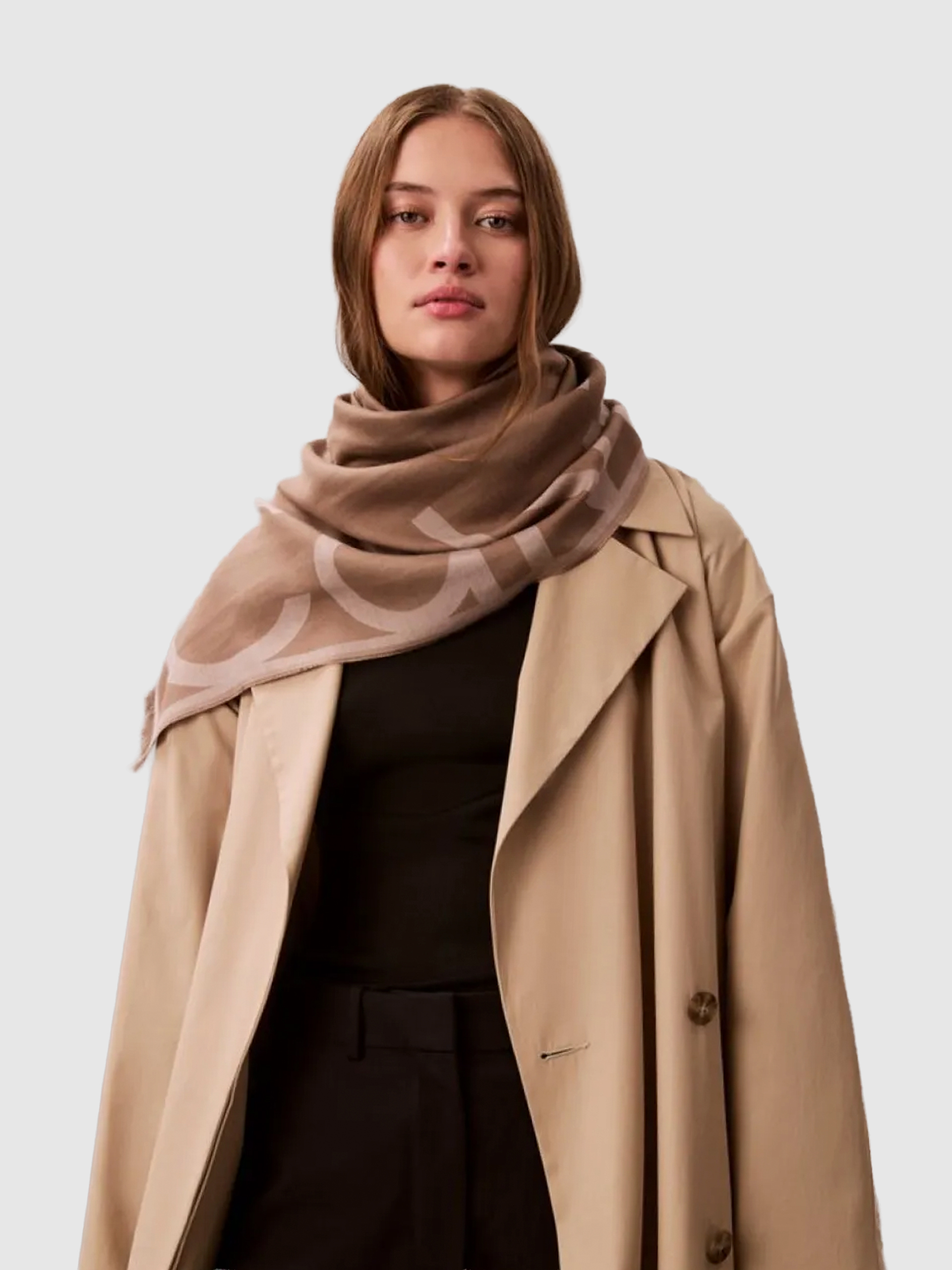 Cachecol Calvin Klein Mulher Oversized Logo Lw Jacquard Stole