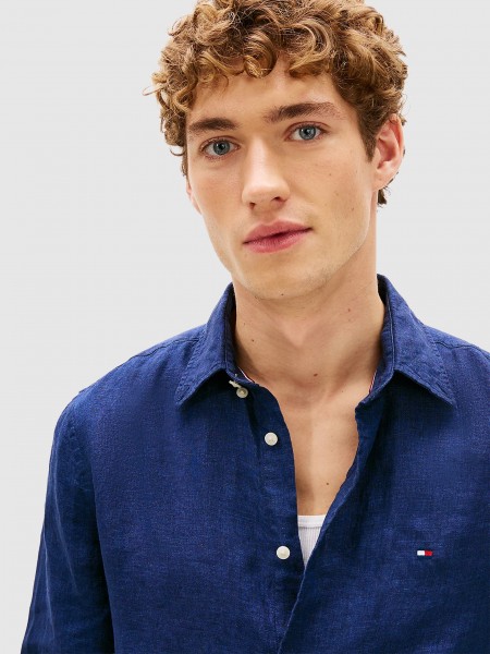 Camisa Tommy Hilfiger Homem Pigment Dyed Li Solid Rf Shirt