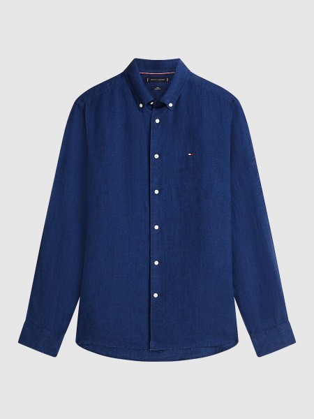 Camisa Tommy Hilfiger Homem Pigment Dyed Li Solid Rf Shirt