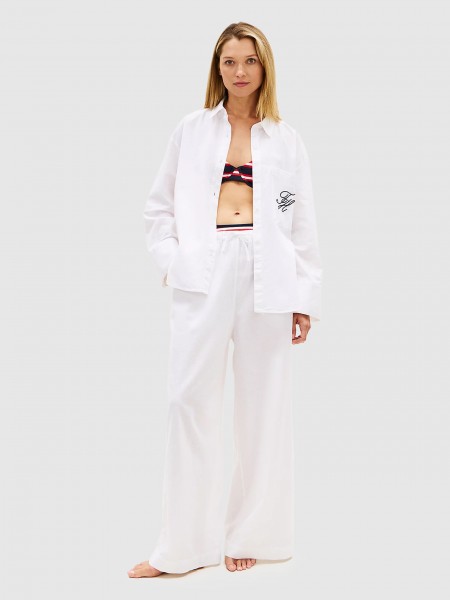 Pants Woman White Tommy Hilfiger Pants Woman White Tommy Hilfiger