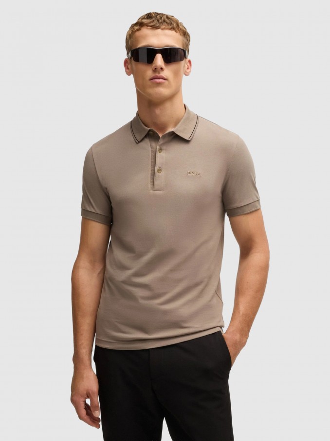 Polo Shirt Man Beige Boss - Orange