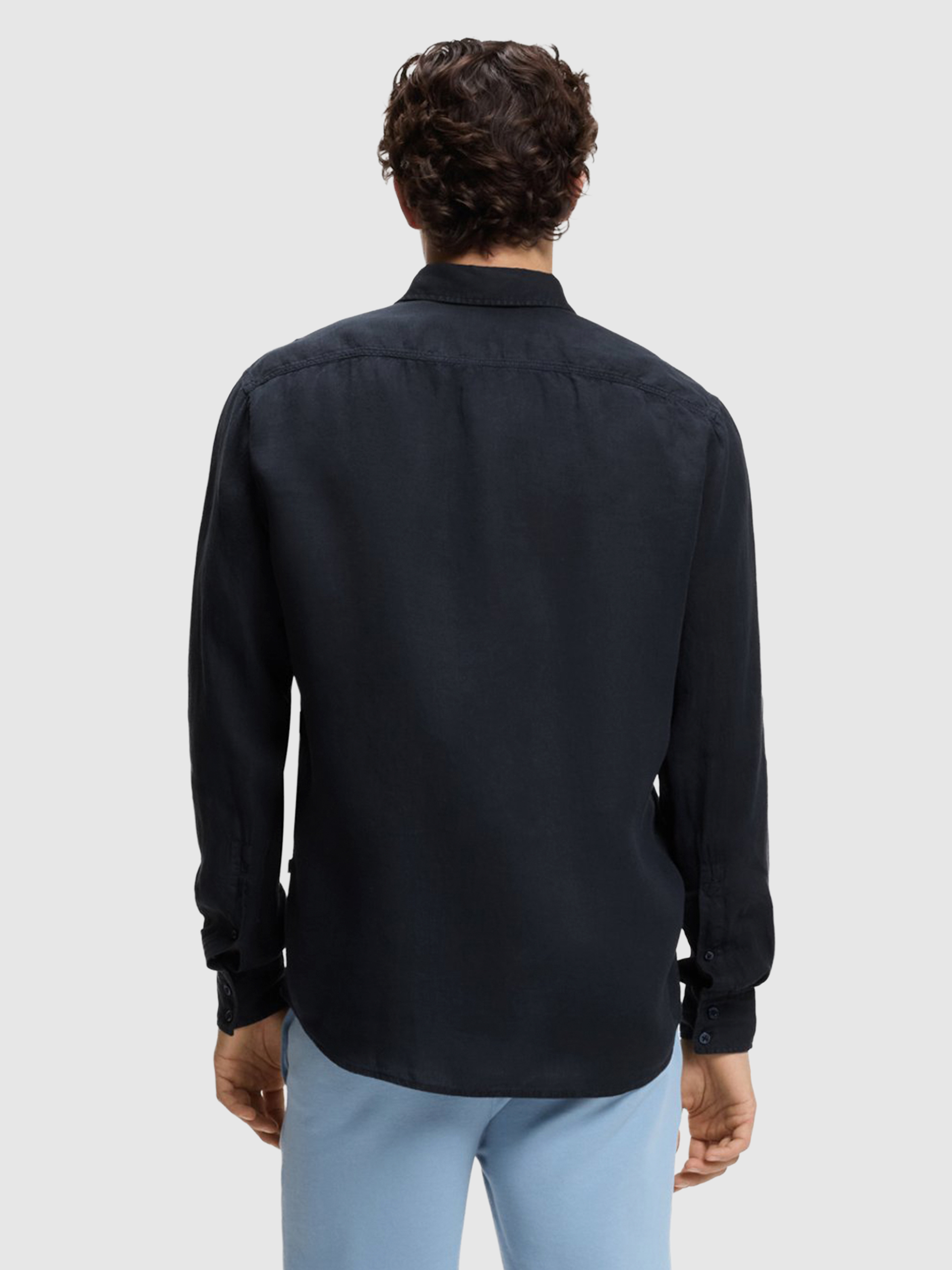 Shirt Man Navy Blue Boss - Orange