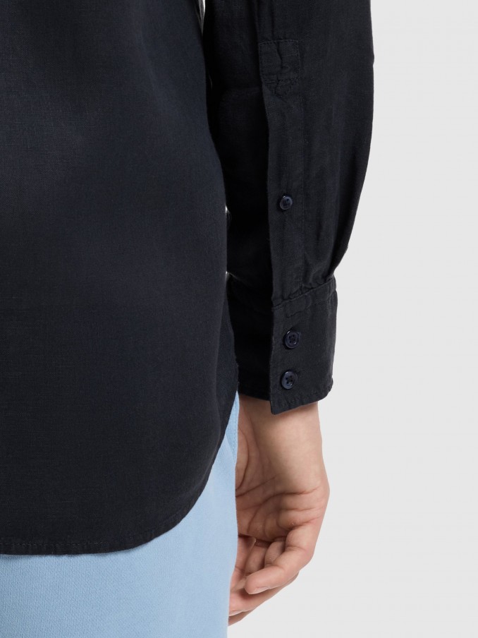 Shirt Man Navy Blue Boss - Orange