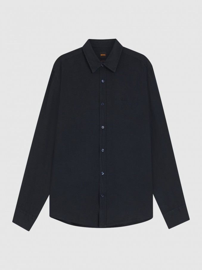 Shirt Man Navy Blue Boss - Orange