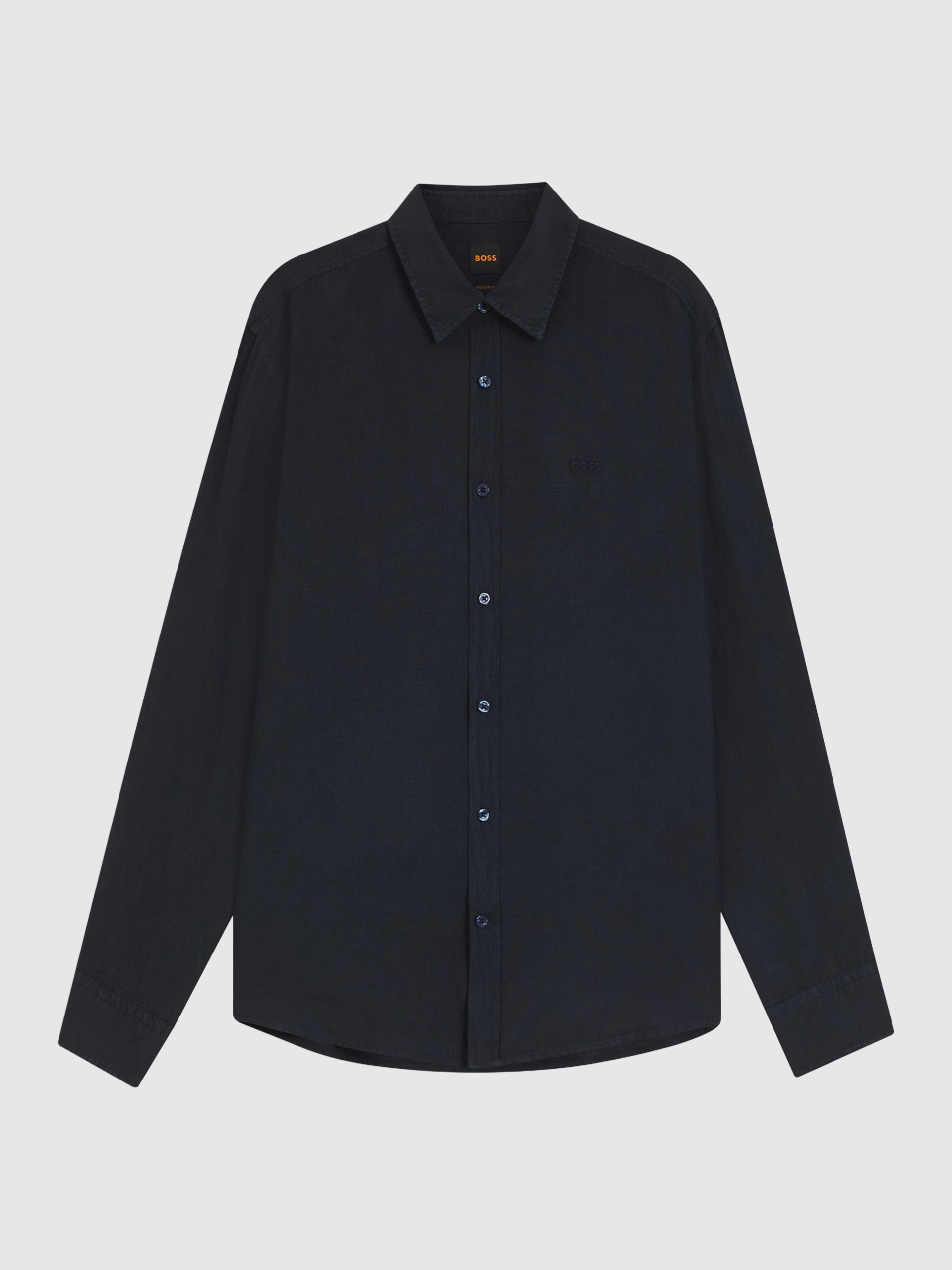 Shirt Man Navy Blue Boss - Orange