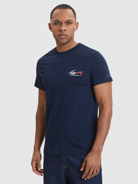 T-Shirt Tommy Jeans Homem Tjm Slim Sign Chest Ss Tee Ext