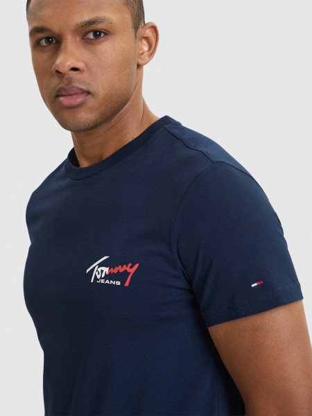 T-Shirt Tommy Jeans Homem Tjm Slim Sign Chest Ss Tee Ext