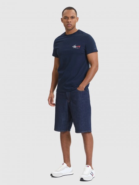 T-Shirt Tommy Jeans Homem Tjm Slim Sign Chest Ss Tee Ext
