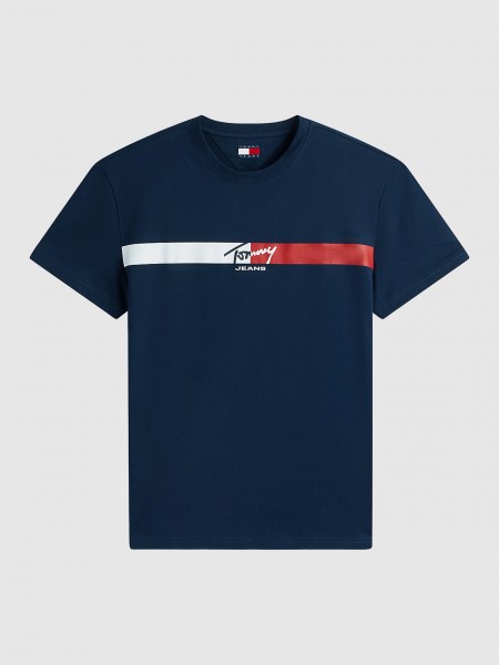 T-Shirt Tommy Jeans Homem Tjm Reg Signature Stripe T Ext