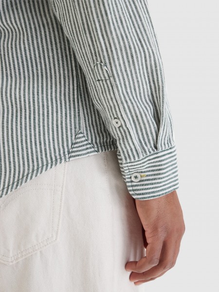 Camisa Tommy Jeans Homem Tjm Reg Linen Mx Strp Shirt Ext