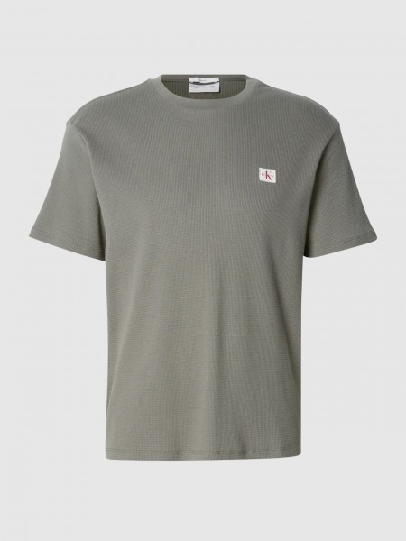 T-Shirt Calvin Klein Homem Ss Waffle Badge Crewnk Tee