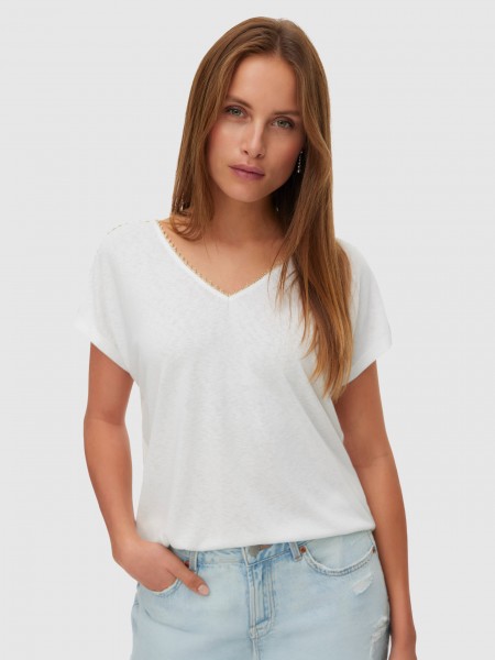 T-Shirt Woman White Vero Moda T-Shirt Woman White Vero Moda