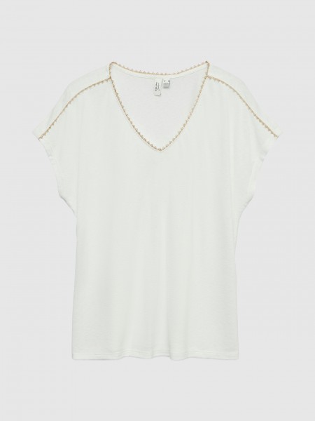 T-Shirt Woman White Vero Moda T-Shirt Woman White Vero Moda