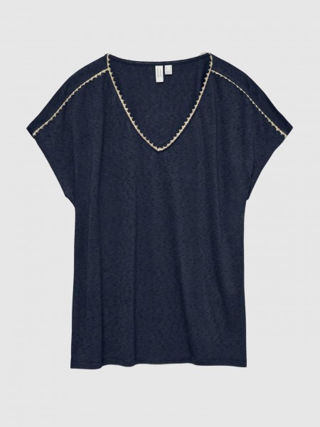 Camiseta Mujer Azul Marino Vero Moda