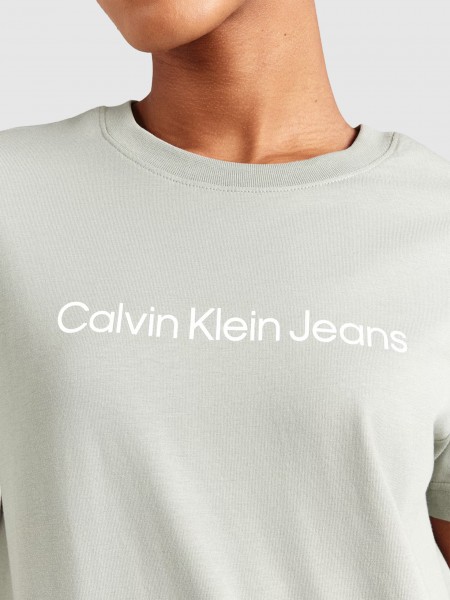 T-Shirt Mulher A- Inst Logo Classic Tee Ss Calvin Klein