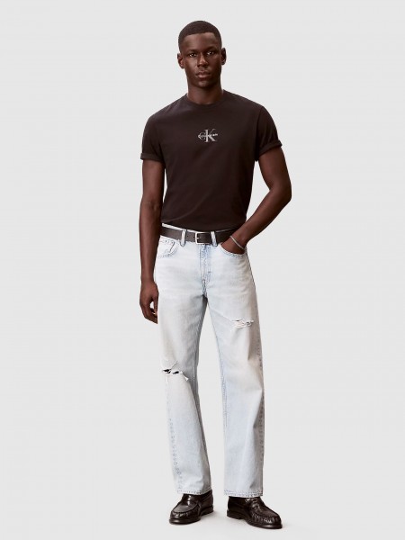T-Shirt Calvin Klein Homem Ss 30S Micro Monologo Graphic Te