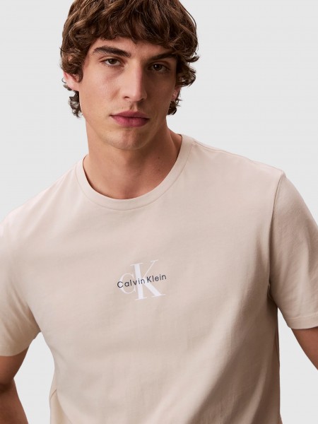 T-Shirt Calvin Klein Homem Ss 30S Micro Monologo Graphic Te