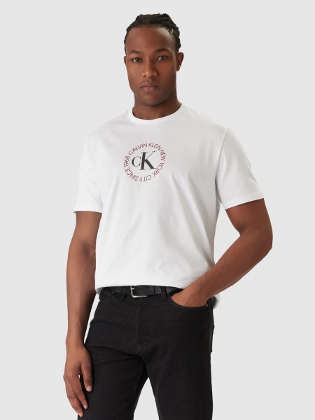 T-Shirt Calvin Klein Homem Ss 30S Whsl Ck Word Circle Graph