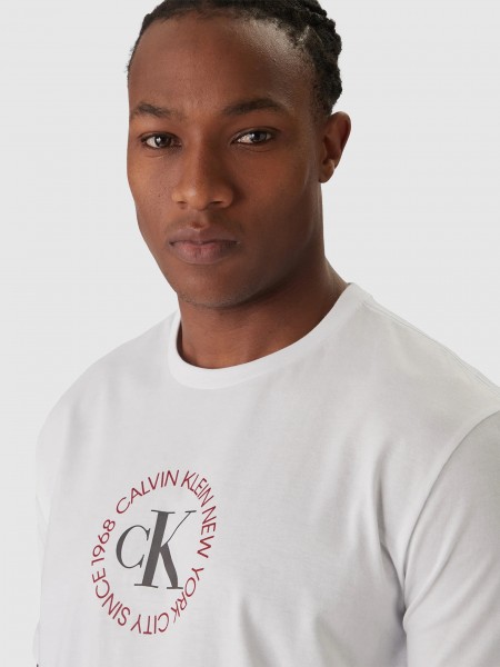 T-Shirt Calvin Klein Homem Ss 30S Whsl Ck Word Circle Graph