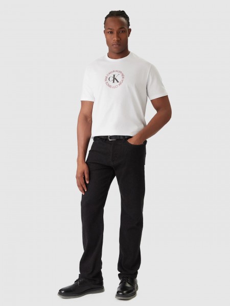 T-Shirt Calvin Klein Homem Ss 30S Whsl Ck Word Circle Graph