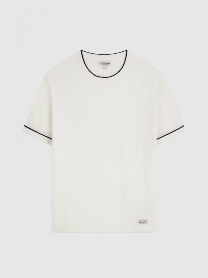 Camiseta Hombre Crema Guess Jeans