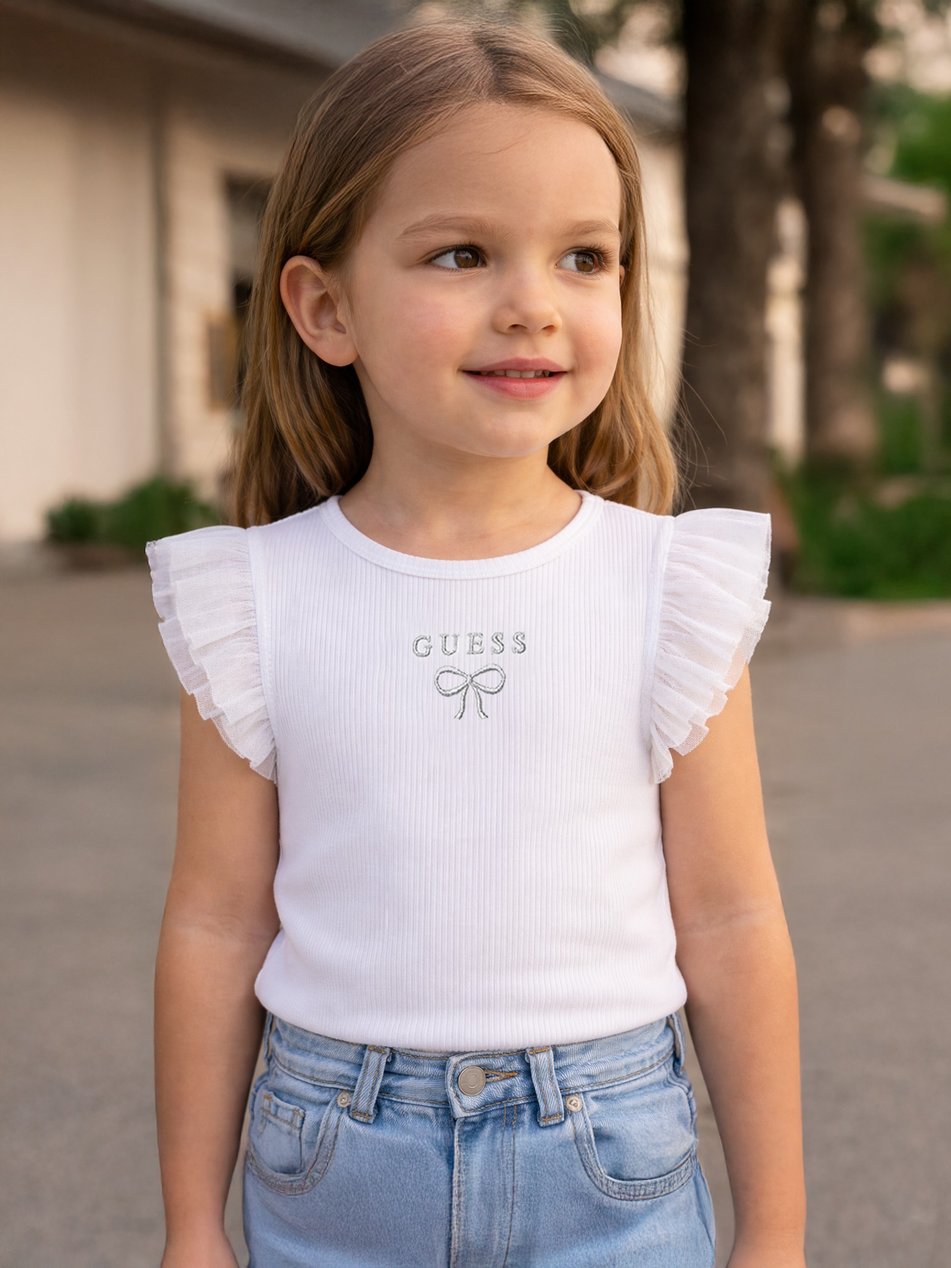 T-Shirt Guess Menina Rib Ss T-Shirt W/mesh