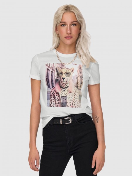 T-Shirt Mulher Onlvibe Life S/s Glasses Top Box Jrs Only