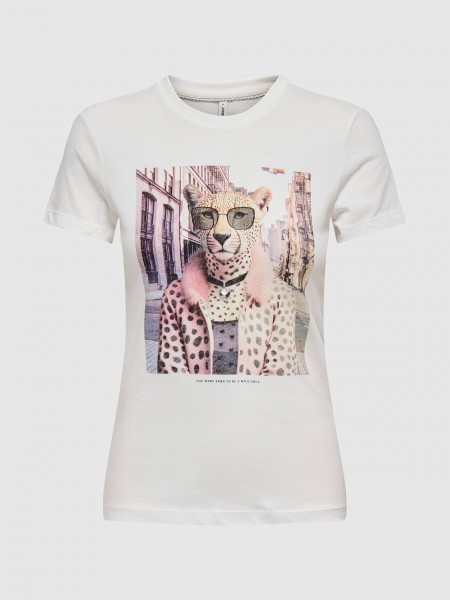 T-Shirt Mulher Onlvibe Life S/s Glasses Top Box Jrs Only