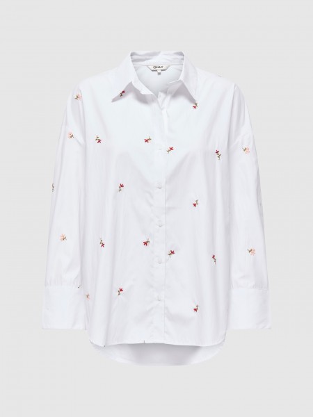 Camisa Only Mulher Onloregon Alva Ls Emb Shirt Wvn
