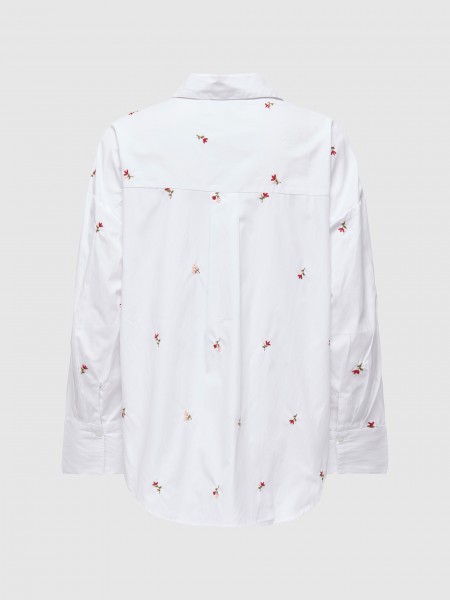 Camisa Only Mulher Onloregon Alva Ls Emb Shirt Wvn