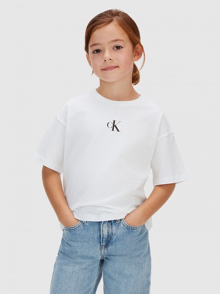 T-Shirt Calvin Klein Menina Ck Logo Boxy T-Shirt Ss