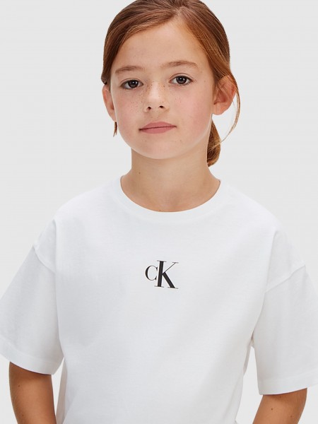 T-Shirt Calvin Klein Menina Ck Logo Boxy T-Shirt Ss