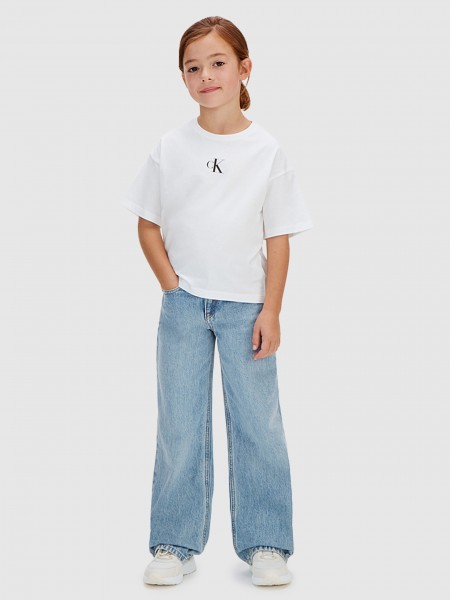 T-Shirt Calvin Klein Menina Ck Logo Boxy T-Shirt Ss