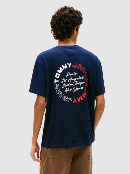 T-Shirt Tommy Jeans Homem Tjm Rlx Sign Circle Ss Tee Ext