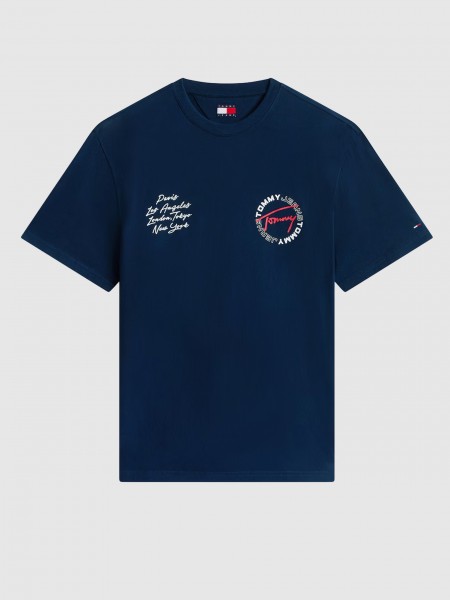 T-Shirt Tommy Jeans Homem Tjm Rlx Sign Circle Ss Tee Ext