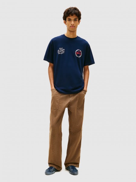 T-Shirt Tommy Jeans Homem Tjm Rlx Sign Circle Ss Tee Ext