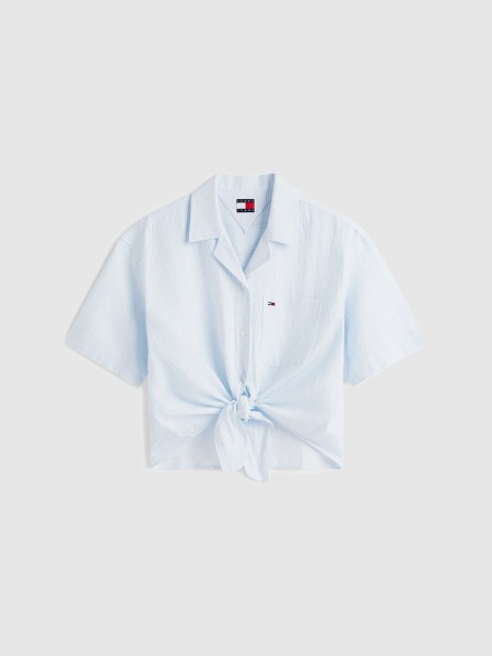 Camisa Tommy Jeans Mulher Tjw Tie Front Linen Shirt