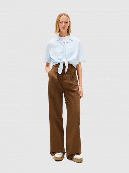 Camisa Tommy Jeans Mulher Tjw Tie Front Linen Shirt