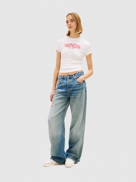 T-Shirt Tommy Jeans Mulher Tjw Slim Sh Wavy Flag Ss Tee T-Shirt Tommy Jeans Mulher Tjw Slim Sh Wavy Flag Ss Tee