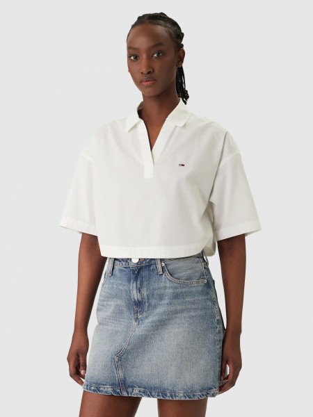 Camisa Tommy Jeans Mulher Tjw Rlx Pop Over Shirt Camisa Tommy Jeans Mulher Tjw Rlx Pop Over Shirt