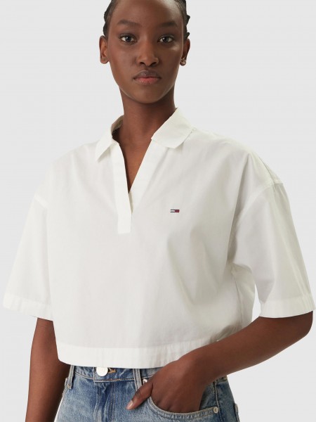 Camisa Tommy Jeans Mulher Tjw Rlx Pop Over Shirt Camisa Tommy Jeans Mulher Tjw Rlx Pop Over Shirt