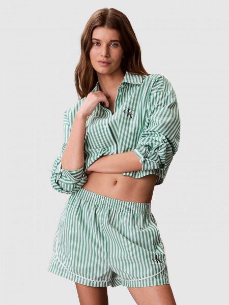 Cal��es Calvin Klein Mulher Poplin Track Short