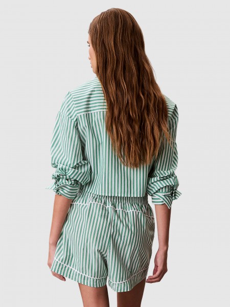 Cal��es Calvin Klein Mulher Poplin Track Short